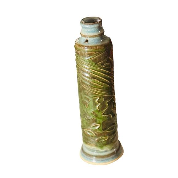 Studio Pottery Aroma Diffuser Bottle – Green Glazed Incense Smoker – Handcrafted - Picture 3 of 6